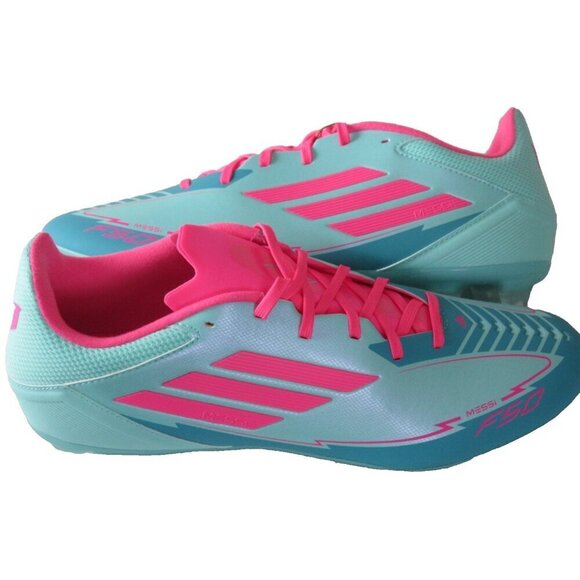 Adidas Men\'s F50 League FG/MG Messi Soccer Cleats Aqua Blue Pink Sizes NIB